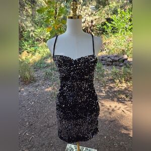 Zara Black‎ And Silver Sequin Dress